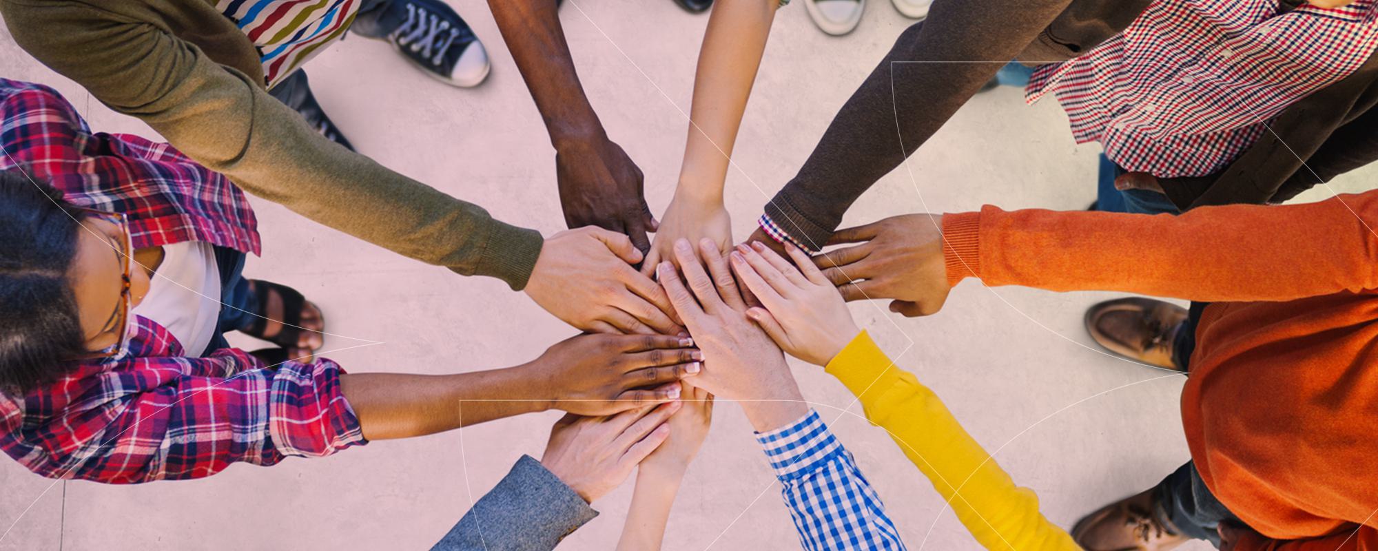 putting hands into circle