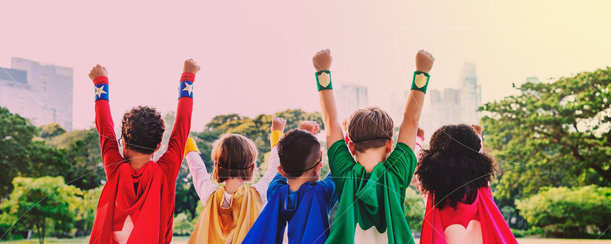 kids raising arms