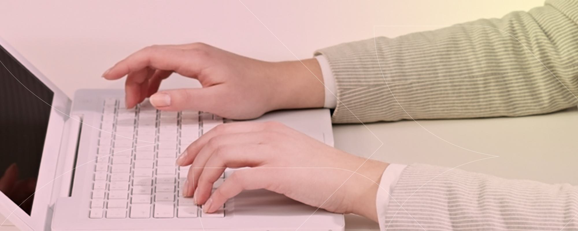 typing on computer