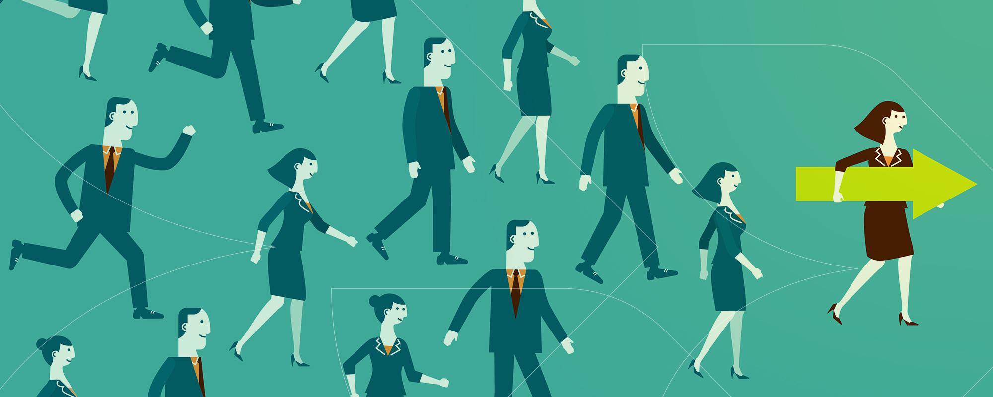 graphic of person leading a group