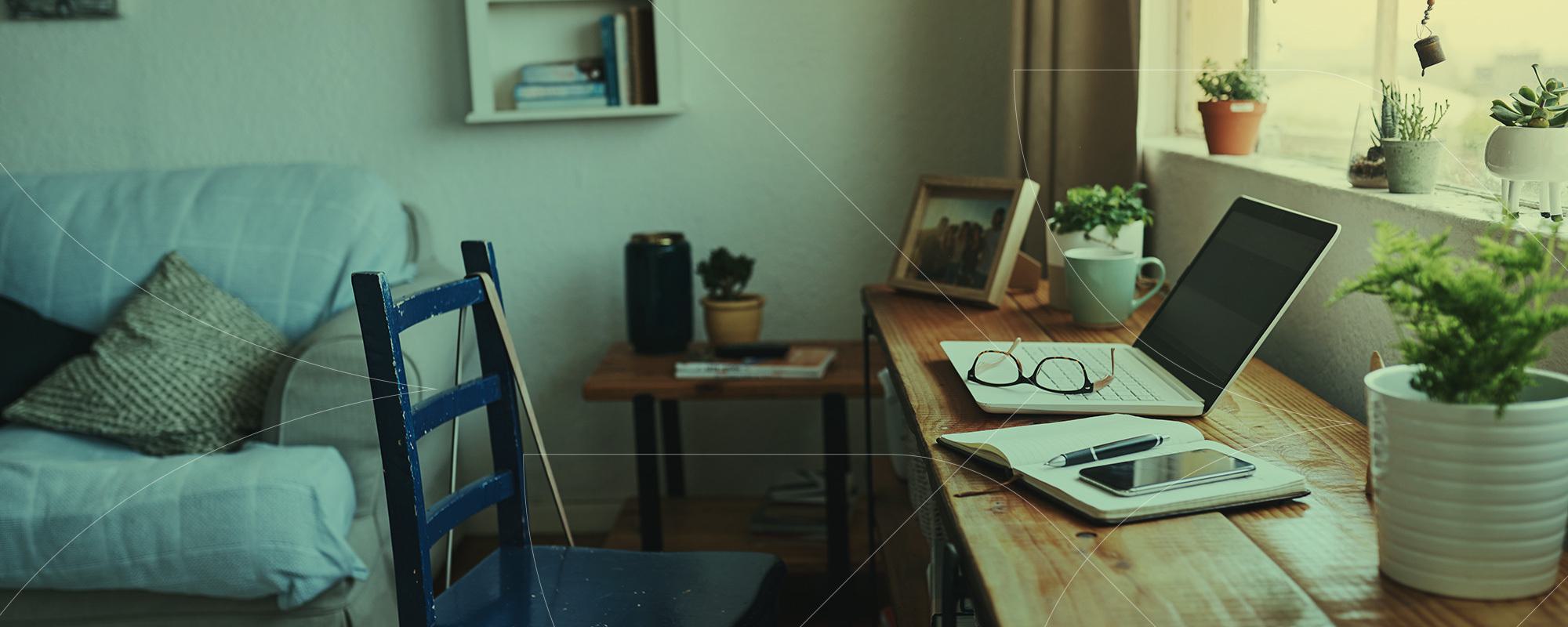 Desk with laptop