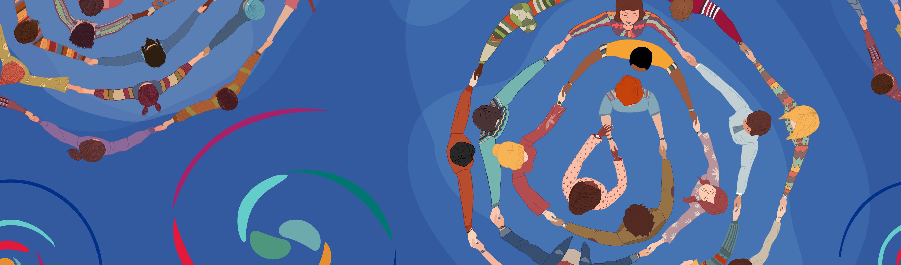 graphic of holding hands circle