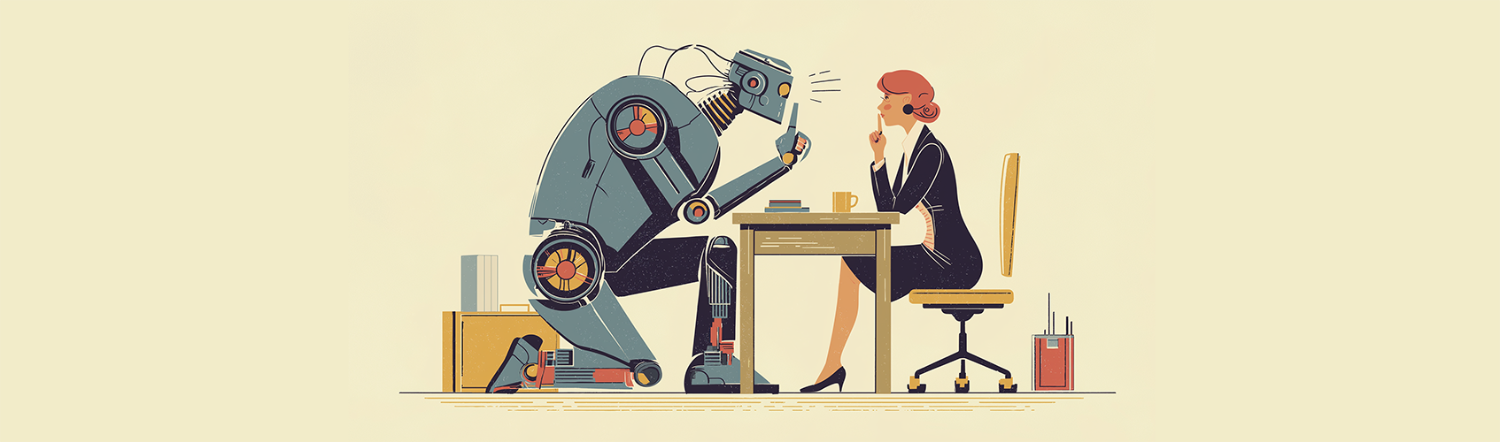 Robot and Woman graphic
